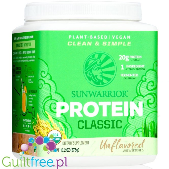 Sunwarrior Protein Classic Unflavored 0,37KG - organiczna wegańska odżywka białkowa ze stewią