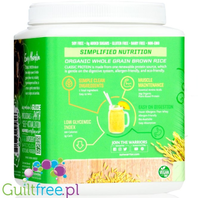 Sunwarrior Protein Classic Vanilla 0,37KG - organiczna wegańska odżywka białkowa ze stewią