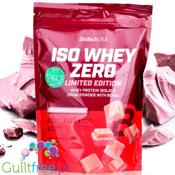 BioTech USA Iso Whey Zero Ruby Chocolate 0,5kg Edycja Limitowana, odżywka białkowa bez laktozy