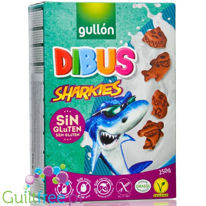 Gullón Dibus Sharkies - vegan, gluten & lactose free cocoa cookies