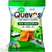 Quevos Keto Egg White Chips, Sour Cream & Onion - chipsy z białka jaj z olejem awokado, smak Śmietanka  Cebulka