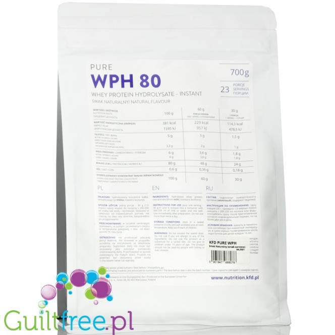 KFD Pure WPH 80 0,7kg unflavoured hydrolised whey protein