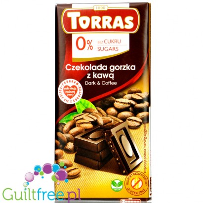 Torras Chocolate negro con edulcornate con grans de café - Dark chocolate without added sugar, sweetened with maltitol with coff