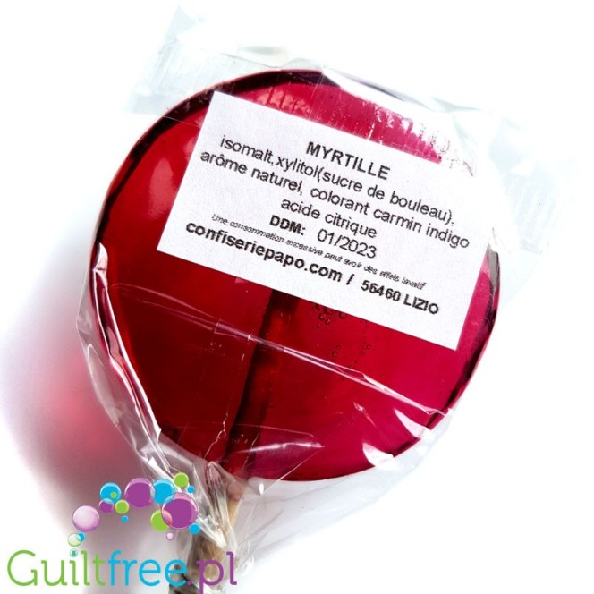 Confiserie Papo Myrtille - big, craft lollipop with xylitol, sugar free
