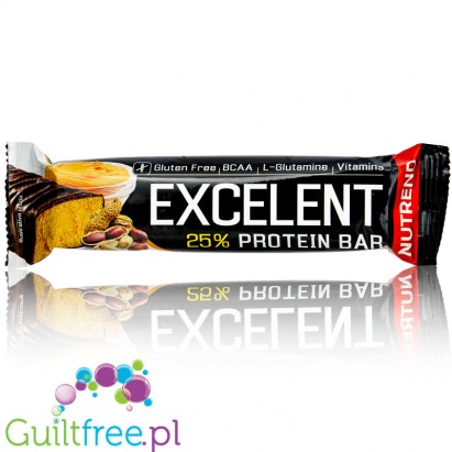 Nutrend Excelent Protein Bar Peanut Butter 85g - baton proteinowy bez glutenu z BCAA, glutaminą i witaminami, Masło Orzechowe