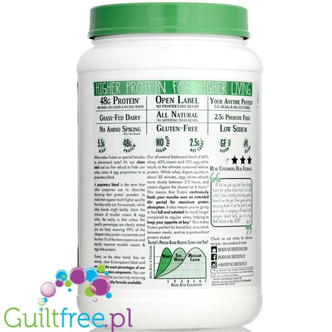 Body Nutrition Trutein Naturals Cinnabun 2LB Whey, Casein & Egg White protein powder