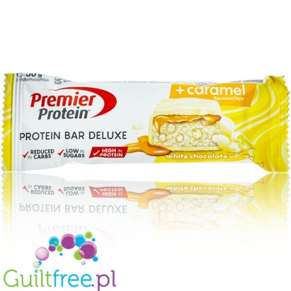 Premier Protein DeLuxe White Chocolate Vanilla Caramel - baton białkowy 184kcal & 20g białka, bez oleju palmowego