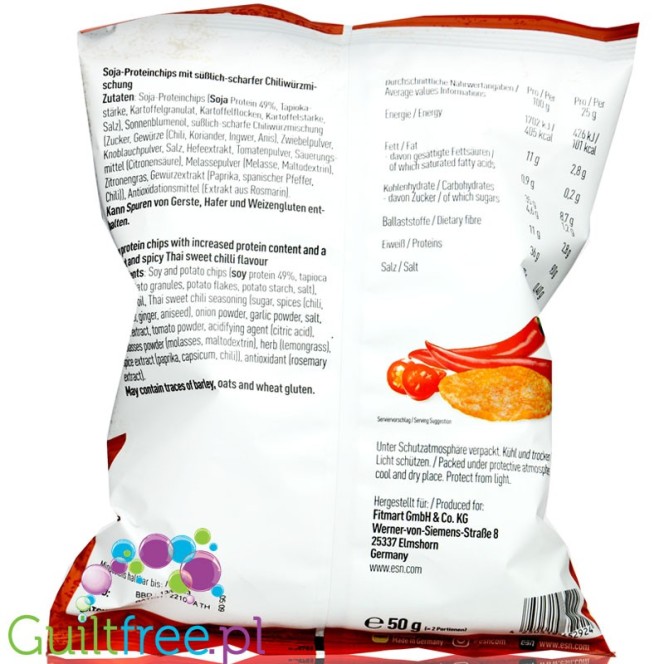 ESN Vegan Protein Chips Thai Sweet Chili, vegan protein chips 35% protein