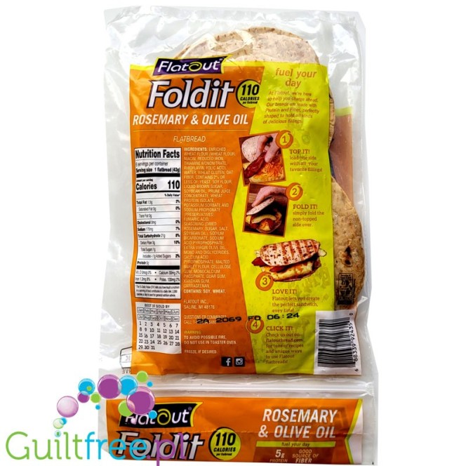 Flatout Bread Foldit Flatbreads - 6 flatbreads / Rosemary & Olive Oil