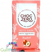 Choc Zero Keto Bark, White Chocolate & Hazelnuts - biała czekolada bez cukru z orzechami laskowymi