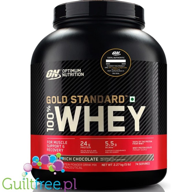 Optimum Nutrition, Whey Gold Standard 100%, Double Rich Chocolate, 5LBS