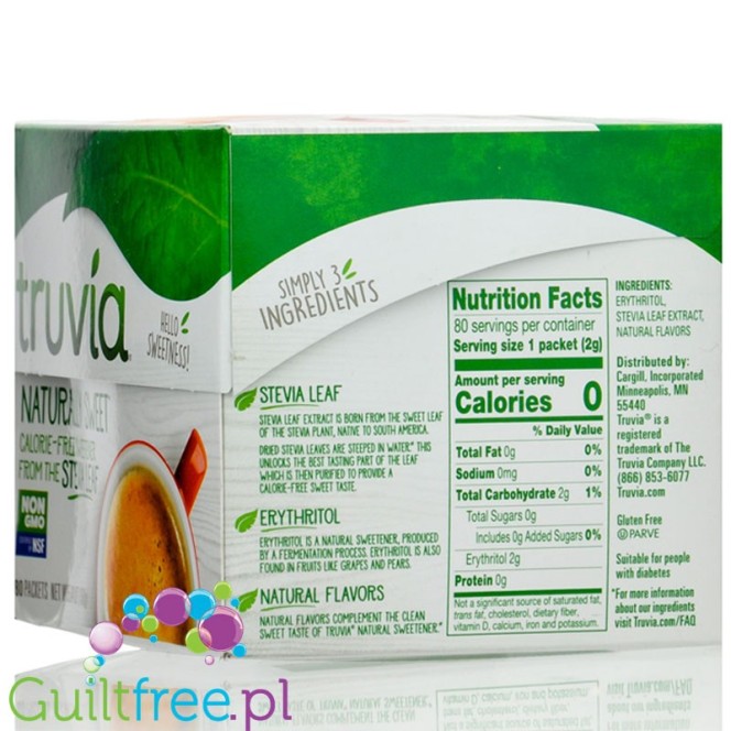 Truvia sweetener 80 packets  - stevia  erythritol 0kcal sweetener