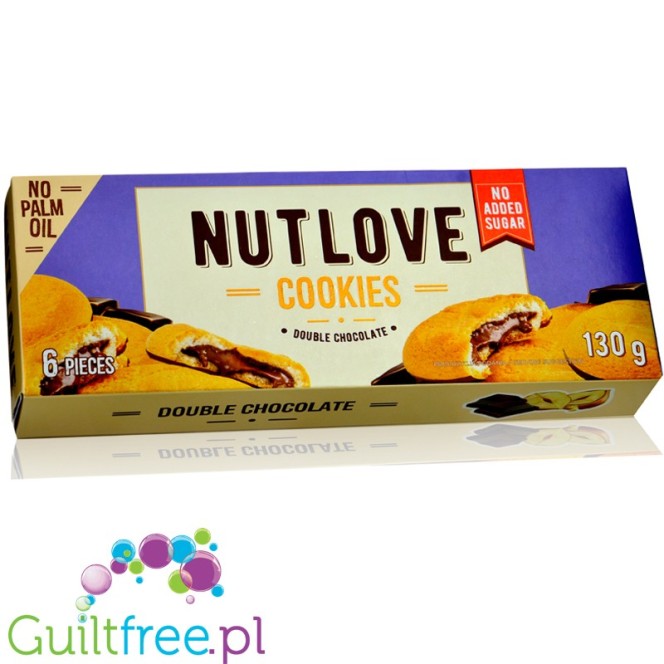 AllNutrition NutLove Double Chocolate – ciasteczka w mlecznej polewie bez dodatku cukru