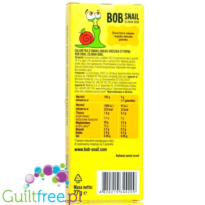 Bob Snail Fruit Apple, Pear & Lemon snack with no added sugar