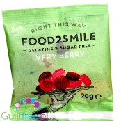 Food2Smile Very Berry Mini Bag - bezglutenowe żelki wegańkie bez cukru, Jagody & Maliny