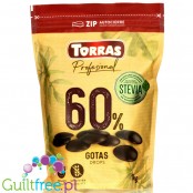 Torras Profesional Dark Chocolate with Stewia Baking Chips 72% cocoa, No Sugar Added 1KG