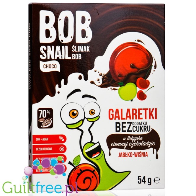 Bob Snail Choco Apple and Cherry 27g - sugar free jelly in dark chocolate with stevia