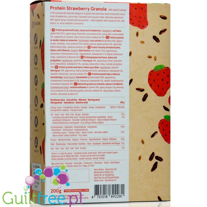  Protein strawberries granola 200 g The Beginnings Protein strawberries granola 200 g