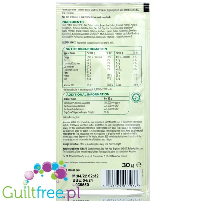 Reflex Nutrition Plant Unflavoured - wegańska odżywka białkowa bez soi, Bezsmakowa, saszetka
