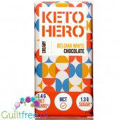 Keto Hero Belgian White Chocolate & MCT - ketogeniczna biała czekolada bez cukru ze stewią i erytrolem