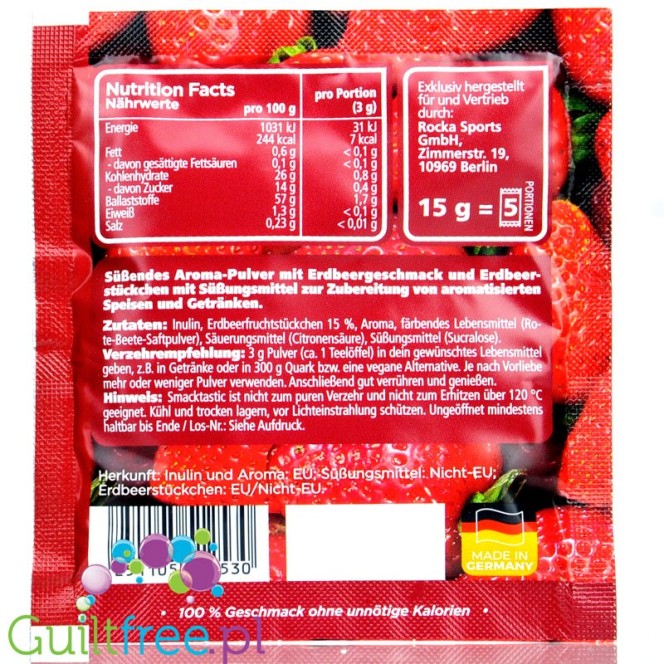 Rocka Nutrition Smacktastic Very Very Strawberrry - wegański słodzący aromat truskawkowy w proszku