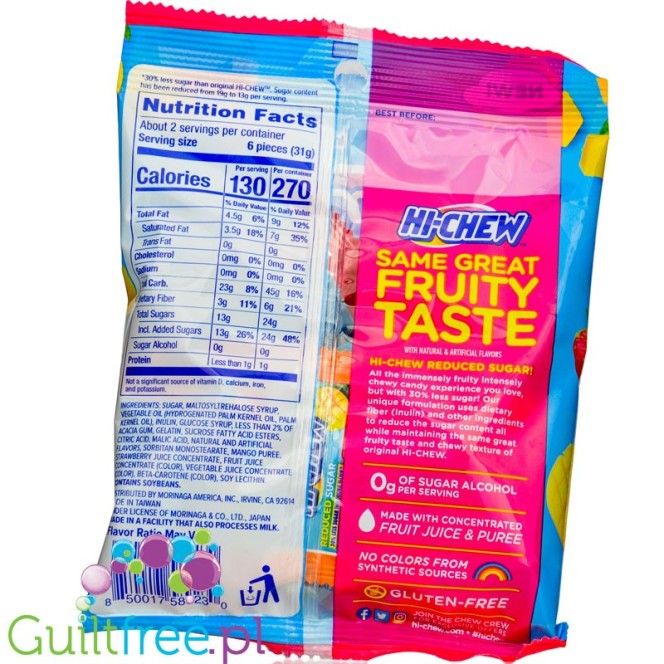 Hi-Chew Reduced Sugar Mango & Strawberry Peg Bag 2.12oz (60g)