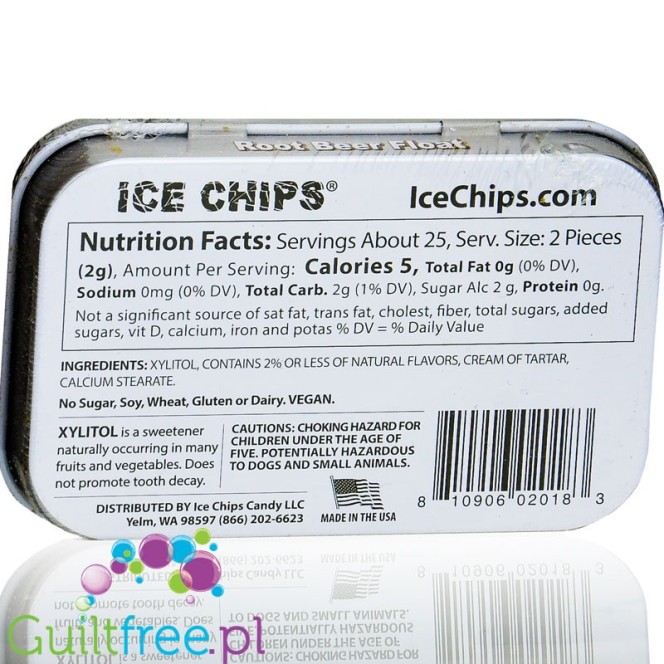 Ice Chips Xylitol Root Beer Float sugar free powder pastills with xylitol