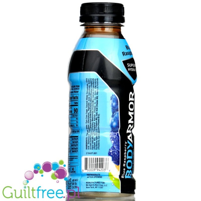 Bodyarmor Sports Drink Blue Raspberry - isotonik bez kofeiny z wodą kokosową, witaminami i minerałąmi