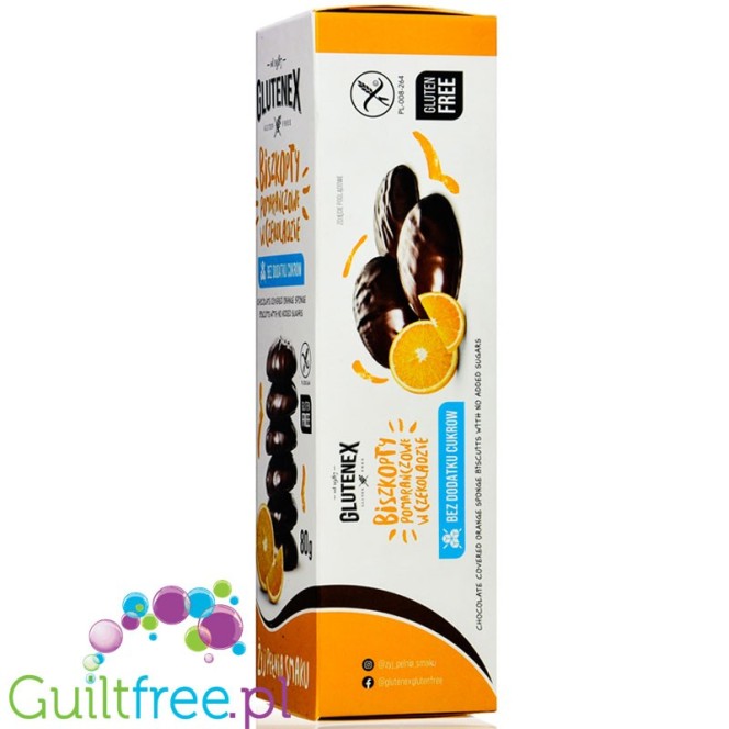 Glutenex gluten free, sugar free jaffa cakes in dark chocolate coating