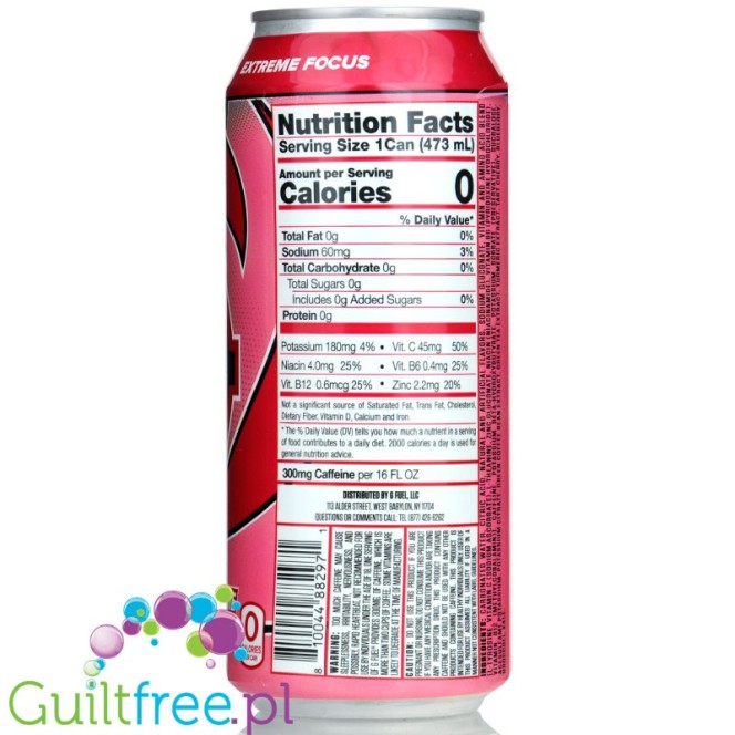 G Fuel Energy Drink Strawberry Slushine, One Shot Gurl napój energetyczny 0kcal , 300mg kofeiny