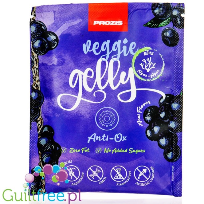 Prozis Veggie Gelly Agar-Agar Anti-Ox Acai - Sugar Free Vegan Jelly Dessert