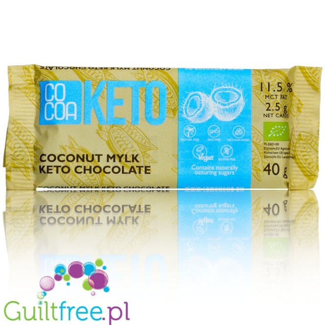 RAW COCOA Keto Mylk Chocolate Coconut - bio milk chocolate with MCT and coconut sweetened only with erythritol