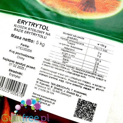 Erythritol Zero Calorie Sweetener 1kg / 500g Erytrol / Erytrytol TARGROCH