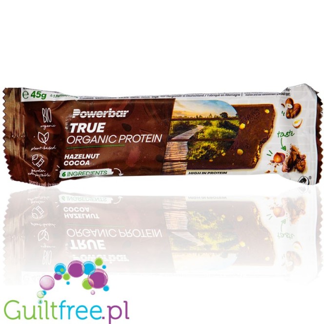Powerbar True Organic Protein Hazelnut Cocoa  - protein chocolate bar without sweeteners and hazelnut