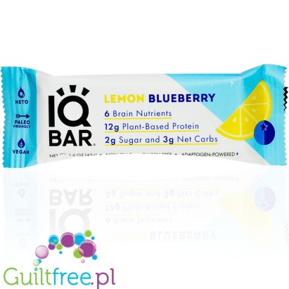 IQ Bar Lemon Blueberry Brain & Body wegański baton białkowy z Lion's Mane, MCTs, Omega-3 i choliną