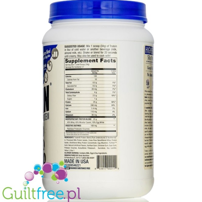 Body Nutrition Trutein Shamrock Shake / (907g) Whey, Casein & Egg White protein powder