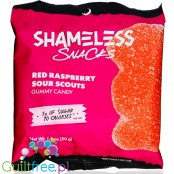 Shameless Snacks Gummy Candy - Red Raspberry Sour Scouts 