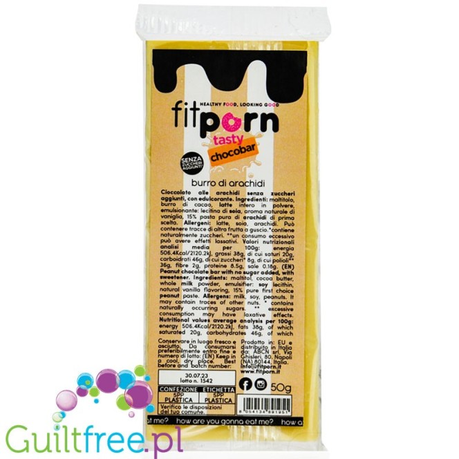 FitPrn Chocobar Peanut Butter no added sugar Italian craft chocolate bar