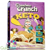 Grandma Crunch Keto Cereal Peanut Butter Brownie - wegańskie płatki śniadaniowe bez cukru 50% białka