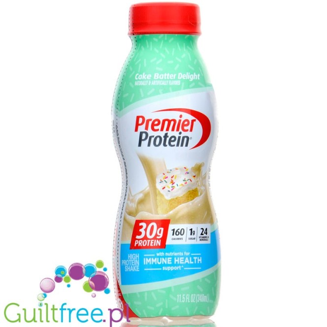 Premier Protein Cake Batter Delight - szejk proteinowy bez cukru, 160kcal & 30g białka, smak Ciasto Waniliowe