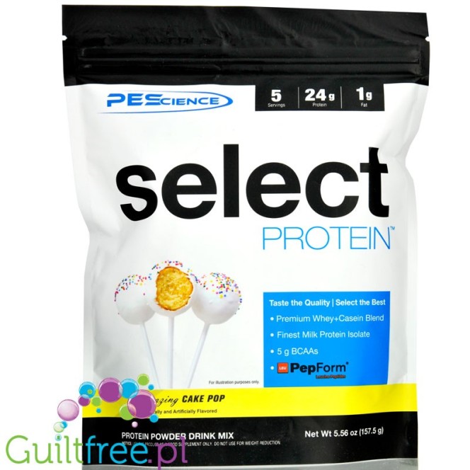 PEScience Select Protein Cake Pop 157,5g - odżywka białkowa 24g białka w 120kcal, kazeina & izolat, Biszkopt z Lukrem