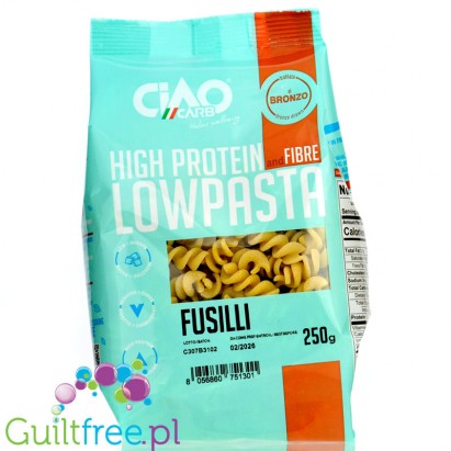 Ciao Carb Lowpasta Bronzo, Fusilli - makaron proteinowy 30g białka, Świderki