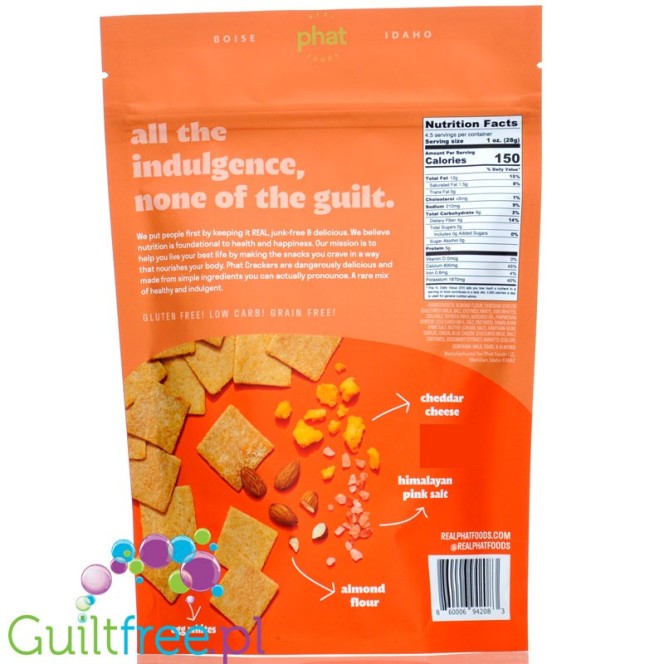 Real Phat Foods Almond Flour Crackers - Cheddar