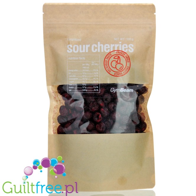 GymBeam Lyophilized Sour Cherries - liofilizowana wiśnia bez dodatku cukru 100% owoców