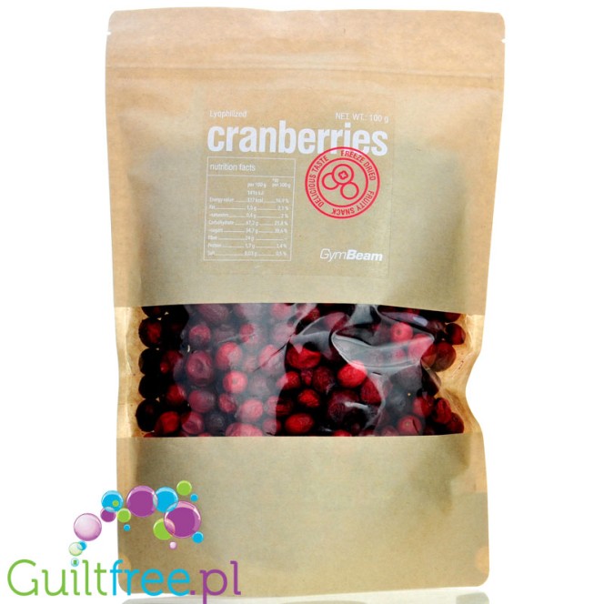 GymBeam Lyophilized Cranberries - liofilizowane żurawiny bez dodatku cukru 100% owoców