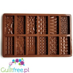 Silicone mold for 12 mini chocolate bars, fancy shapes