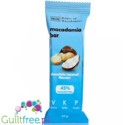 HOM Macadamia Bar Chocolate Coconut - vegan, paleo & sugar free, 45% macadamia nuts