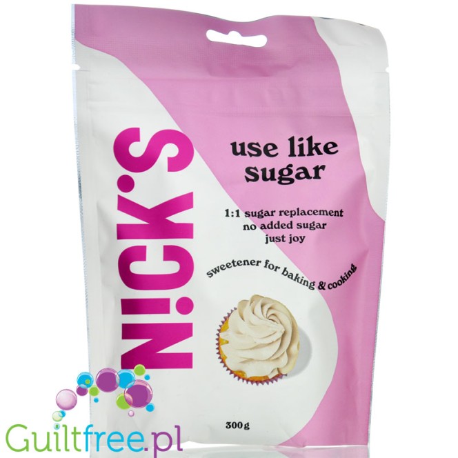 N!CKS Nicks Use Like Sugar 1:1, 0,3KG - słodzik w proszku do pieczenia, stewia, ksyltiol & erytrytol