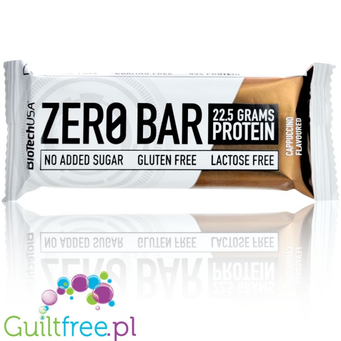 Biotech Zero Bar Cappuccino - Kawowy baton białkowy bez cukru, glutenu i laktozy 22g białka