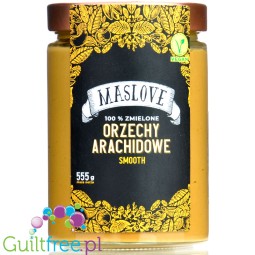 Maslove Arachidowe Extra Smooth 555g gładko mielone masło orzechowe 100% orzechy, szklany słoik